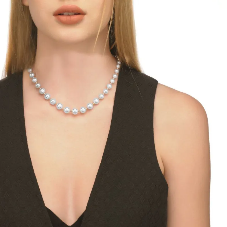 Majorica Collar Lyra Dorado 6/10Mm 43Cm| Collares De Perlas Largos