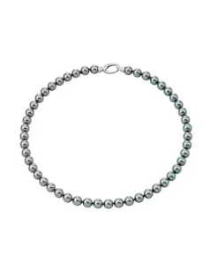 Majorica Collar Lyra Plata Con Perlas Grises 8Mm 45Cm| Collares De Perlas Largos