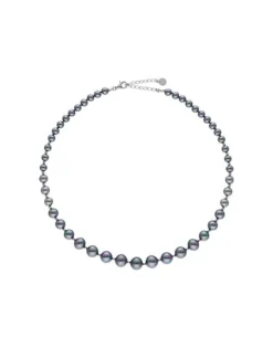 Majorica Collar Lyra Plata Con Perlas Grises 6/10Mm 43Cm| Collares De Perlas Largos