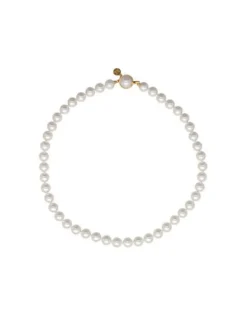 Majorica Collar Lyra Plata Dorada 8Mm 40Cm Cierre Lengueta| Collares De Perlas Largos