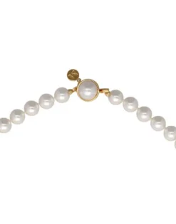 Majorica Collar Lyra Plata Dorada 8Mm 40Cm Cierre Lengueta| Collares De Perlas Largos