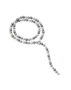 Majorica Collar Lyra Plata 10Mm 90Cm Blanco, Gris, Nuage| Collares De Perlas Largos