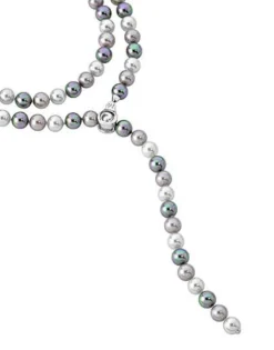 Majorica Collar Lyra Plata 10Mm 90Cm Blanco, Gris, Nuage| Collares De Perlas Largos