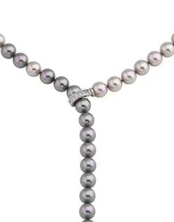 Majorica Collar Lyra Plata Perlas Gris/Nuage 8Mm 50Cm| Collares De Perlas Largos