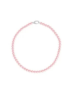 Majorica Collar Lyra Plata Perlas Rosas 6Mm 40Cm| Collares De Perlas Largos