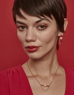 Majorica Collar Minimalista Lagom En Acero Dorado Y Perla| Colgantes Con Cadena