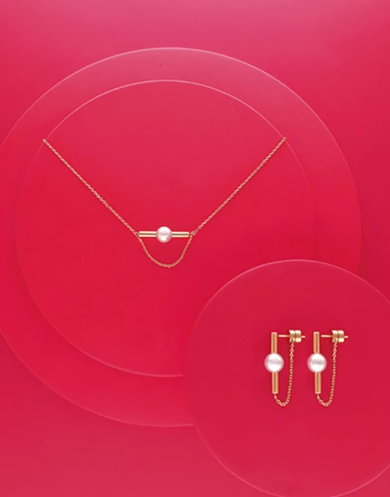 Majorica Collar Minimalista Lagom En Acero Dorado Y Perla| Colgantes Con Cadena