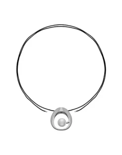 Majorica Collar Petra En Acero Y Cordon De Seda Negro| Colgantes Con Cadena