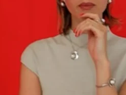 Majorica Collar Petra En Acero Y Perla Redonda Blanca| Colgantes Con Cadena