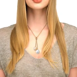 Majorica Collar Tender Dorado Perlas Blanco Y Champan| Cadenas Con Perlas