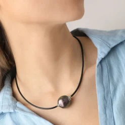 Majorica Collar Zindis Cuero 45Cm| Colgante Multiusos