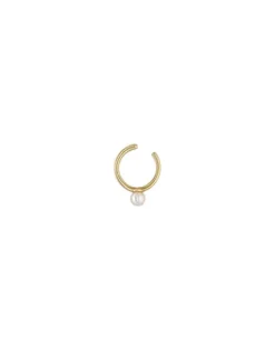 Majorica Pendiente Earcuff Kea Dorado Con Perla Redonda Central| Pendientes Ear Cuff
