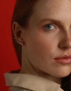 Majorica Pendiente Trepador Kea Dorado Con Perlas Redondas| Pendientes Ear Cuff