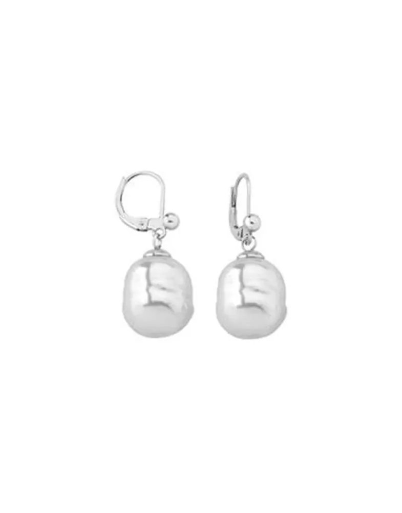 Majorica Pendientes Agora Plata Con Perla Barroca Blanca 12Mm| Pendientes De Perlas Largos
