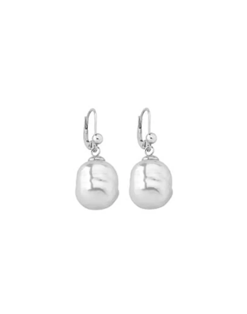 Majorica Pendientes Agora Plata Con Perla Barroca Blanca 12Mm| Pendientes De Perlas Largos