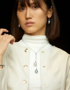 Majorica Pendientes Agora Plata Con Perla Barroca Gris 12Mm| Pendientes De Perlas Largos