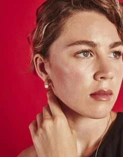 Majorica Pendientes Aro Etna Pequeños En Plata Dorada| Pendientes De Aro Con Perlas