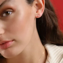 Majorica Pendientes Cies Dorados Con Perla Blanca 4Mm| Pendientes De Botón