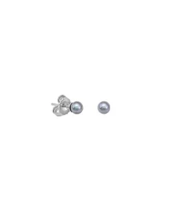 Majorica Pendientes Cies Plata Con Perla Gris 4Mm| Pendientes De Botón