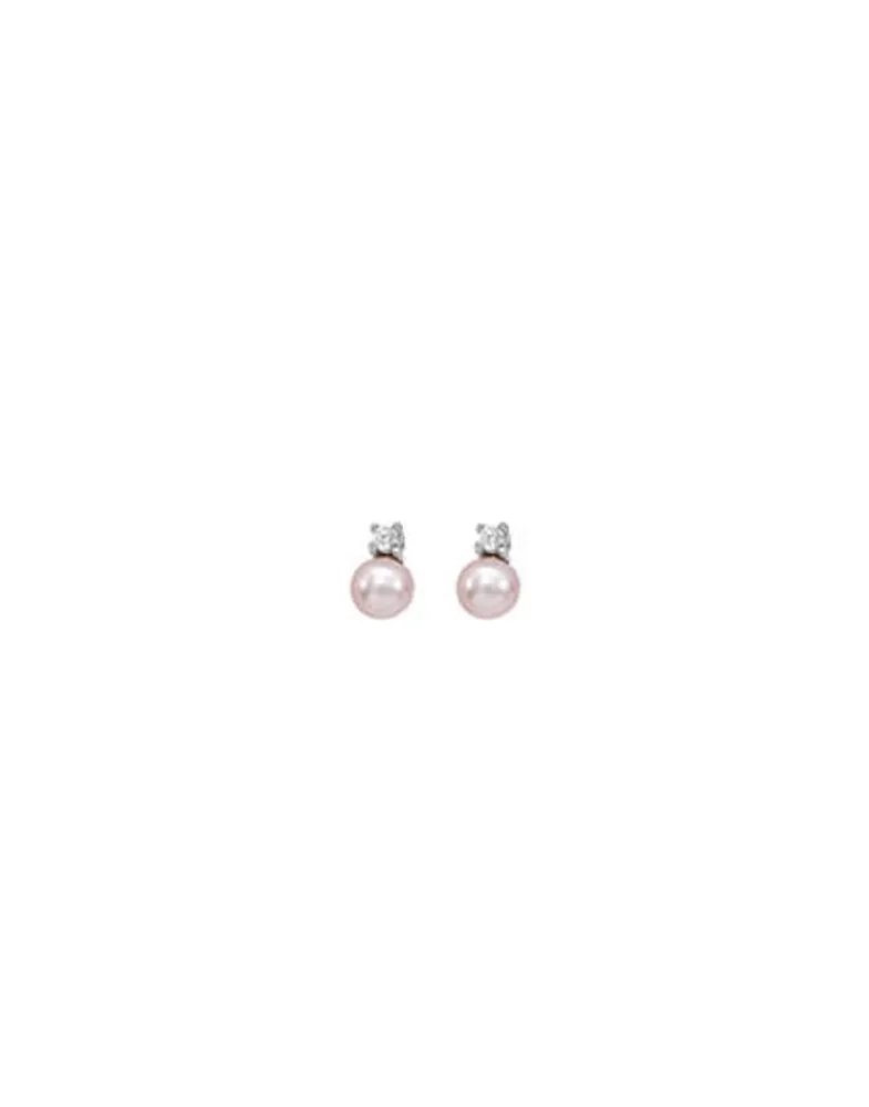Majorica Pendientes Cies Plata Con Perla Rosa 4Mm Y Circonitas| Pendientes Para Bebé