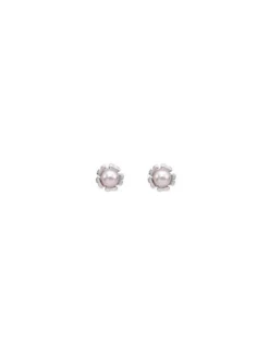 Majorica Pendientes Cies Plata Con Perla Rosa 4Mm| Pendientes Cortos