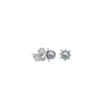 Majorica Pendientes Cies Plata Mini Flor Con Perla Gris 4Mm| Pendientes Cortos