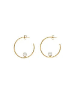 Majorica Pendientes De Aro Alba En Plata Dorada| Pendientes De Aro Con Perlas