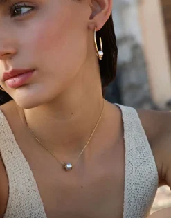 Majorica Pendientes De Aro Alba En Plata Dorada| Pendientes De Aro Con Perlas