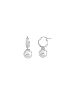 Majorica Pendientes De Aro Anneau 22Mm En Plata Con Perla| Pendientes De Aro Con Perlas