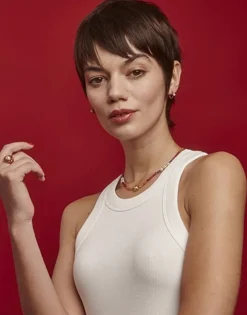 Majorica Pendientes De Aro Mini Magenta Color Pop Con Perla 4 Mm| Pendientes De Aro Con Perlas