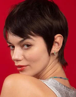 Majorica Pendientes De Aro Mini Turquesa Color Pop Con Perla 4 Mm| Pendientes De Aro Con Perlas