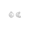 Majorica Pendientes De Perla Mabe Blanca 14 Mm En Plata| Pendientes Cortos