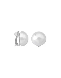 Majorica Pendientes De Perlas Blancas Mabe 18 Mm En Plata Y Cierre Clip| Pendientes Cortos