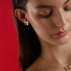 Majorica Pendientes Flor Ayanti Con Madreperla| Pendientes Cortos