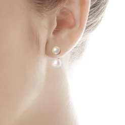 Majorica Pendientes Jour Plata Con Perlas Blancas 8 Y 10Mm| Pendientes Cortos