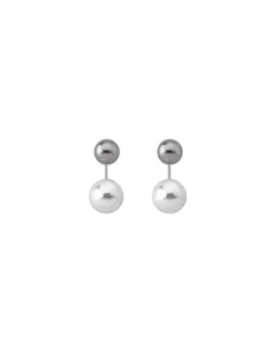 Majorica Pendientes Jour Plata Con Perlas Blanca Y Gris 8 Y 10Mm| Pendientes Cortos