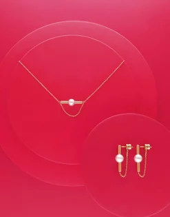 Majorica Pendientes Lagom En Acero Dorado Con Perla| Pendientes De Perlas Largos