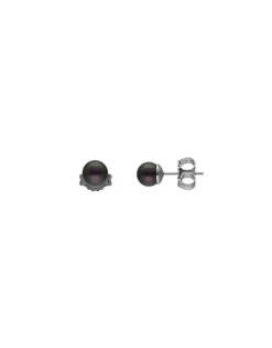 Majorica Pendientes Lyra Plata Con Perla Tahiti 6Mm| Pendientes De Botón