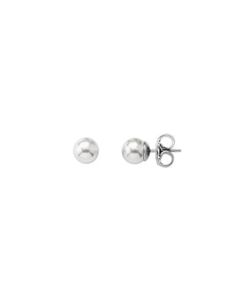 Majorica Pendientes Lyra Plata Con Perla Blanca 8Mm| Pendientes De Botón