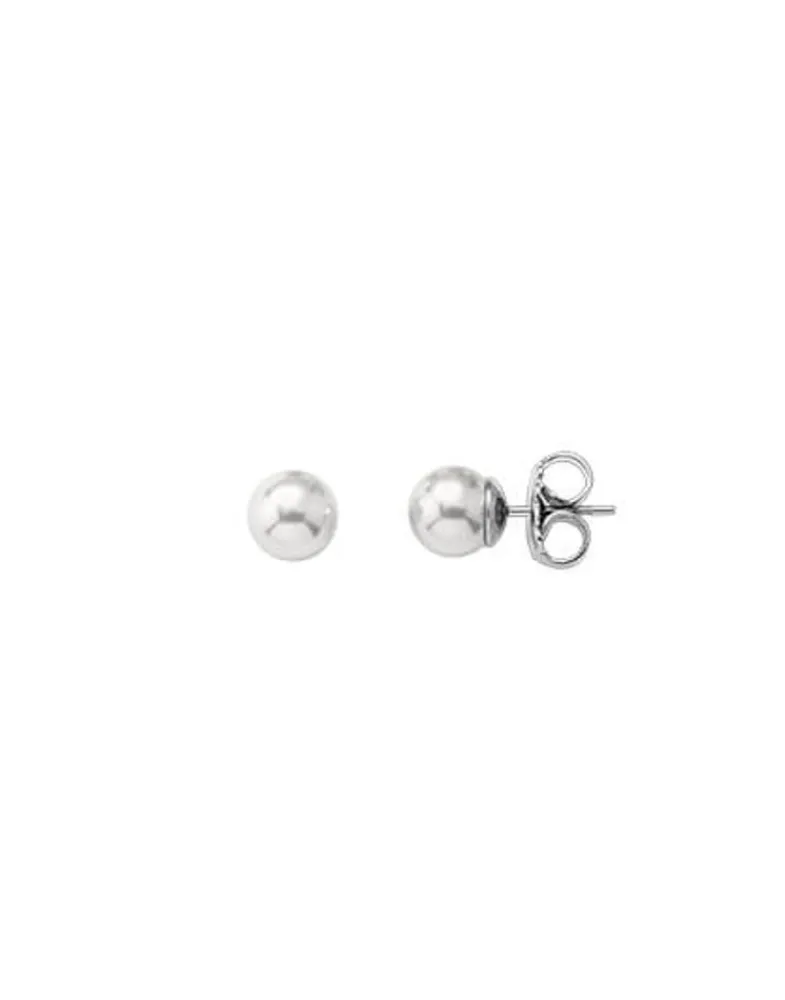 Majorica Pendientes Lyra Plata Con Perla Blanca 9Mm| Pendientes De Botón