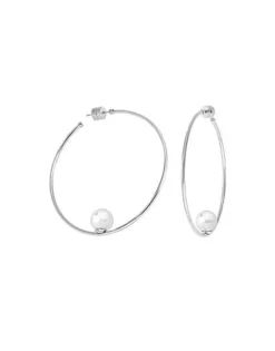 Majorica Pendientes Marianela Acero Grandes| Pendientes De Aro Con Perlas