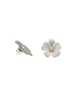 Majorica Pendientes Novia Santorini Bianco Flor Pequena Nacarada Con Perlas| Pendientes Plata