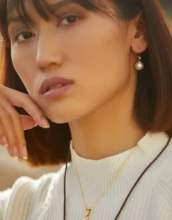 Majorica Pendientes Nuada Dorados Perla Blanca 10Mm Cierre Frances| Pendientes De Perlas Largos