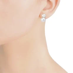 Majorica Pendientes Nuit Plata Con Perlas Blancas 7 Y 9Mm| Pendientes Cortos