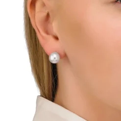 Majorica Pendientes Oro 18K Taylor Con Perla Blanca 10Mm| Pendientes Para Bebé