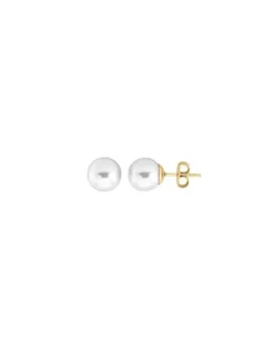 Majorica Pendientes Oro 18K Taylor Con Perla Blanca 10Mm| Pendientes Para Bebé
