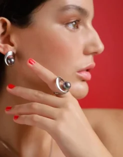 Majorica Pendientes Petra En Acero| Pendientes Cortos