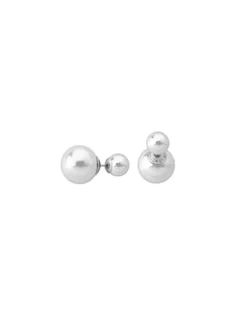 Majorica Pendientes Polar Plata Con Perlas Blancas 8 Y 14Mm| Pendientes Cortos