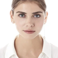 Majorica Pendientes Rosa Perlas Blancas De 8 Y 10Mm| Pendientes De Perlas Largos