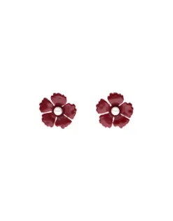 Majorica Pendientes Santorini Flor Granate Pequeños En Plata| Pendientes Plata